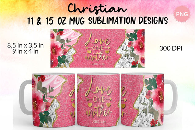 Christian Mug, Love one another, Bible Verse Mug, Inspirational Mug, Jesus Cup, Mug With Bible Verse, Inspirational Mug Wrap, Coffee Mug Bible Verse, Bible Verse PNG, Mug Wrap Sublimation Designs, Scripture Mug SVG KatineDesign 