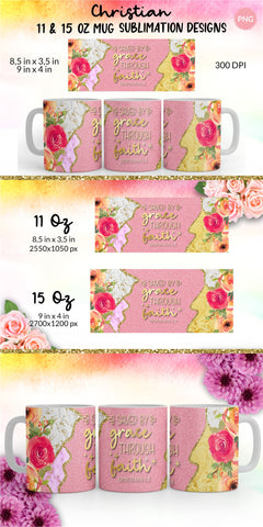 Christian Mug, Saved by Grace Through Faith, Bible Verse Mug, Inspirational Mug, Jesus Cup, Mug With Bible Verse, Inspirational Mug Wrap, Coffee Mug Bible Verse, Bible Verse PNG, Mug Wrap Sublimation Designs, Scripture Mug SVG KatineDesign 