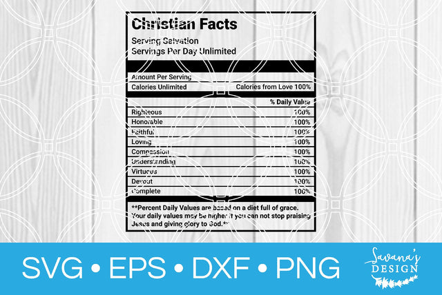 Christian Nutrition Facts SVG SavanasDesign 