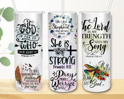 Christian Quote 20oz Tumbler Wrap, She Is Strong Tumbler Png, Bible Verse Tumbler Design, Inspirational Quotes Tumbler Template, Instant Download Sublimation sassyprint 