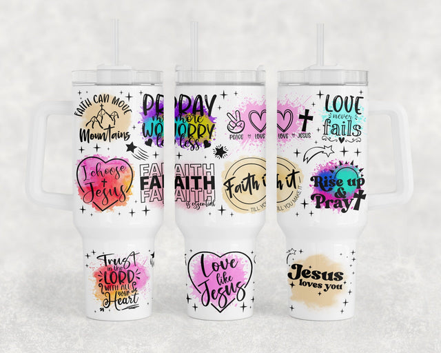 Christian Quotes 40oz Tumbler Wrap, Religious Sayings 40oz Quencher Tumbler Sublimation Design, Faith Tumbler PNG File Sublimation HappyDesignStudio 