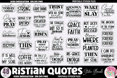 Christian Quotes Sticker Bundle Sublimation DESIGNS DARK 