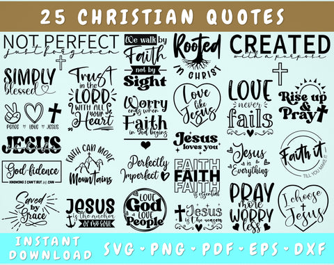 Christian Quotes SVG Bundle, Christian Sayings SVG, Religious SVG Cut Files for Cricut, Silhouette SVG HappyDesignStudio 