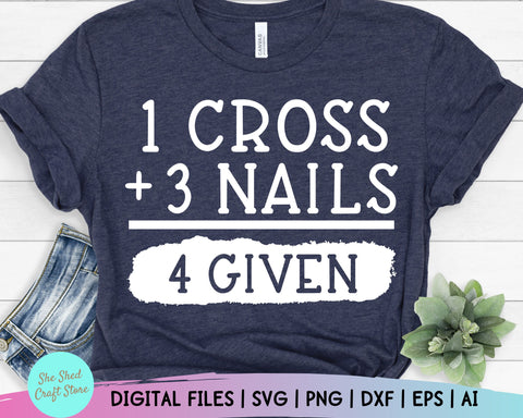 Christian Quotes Svg - Forgiven Svg - Easter Shirt Svg - Happy Easter Svg - He Is Risen Svg - Inspirational Quotes Svg SVG She Shed Craft Store 