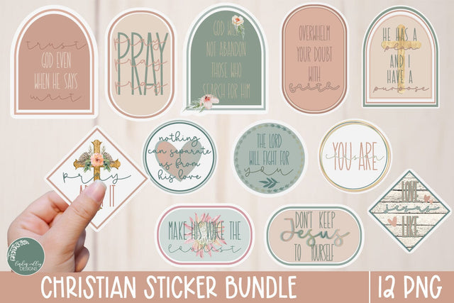 Christian Sticker Bundle-Religious Print and Cut Sticker PNG Bundle Sublimation Linden Valley Designs 