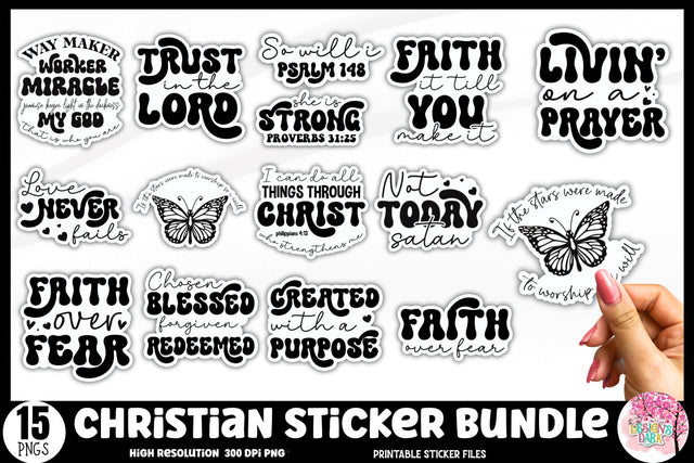 Christian Sticker Bundle Sublimation DESIGNS DARK 