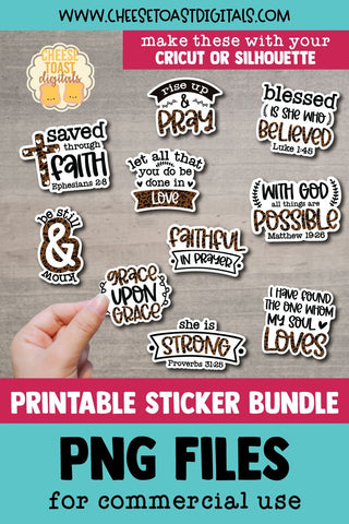Christian Stickers Bundle | 10 Leopard Print Sticker Designs SVG Cheese Toast Digitals 