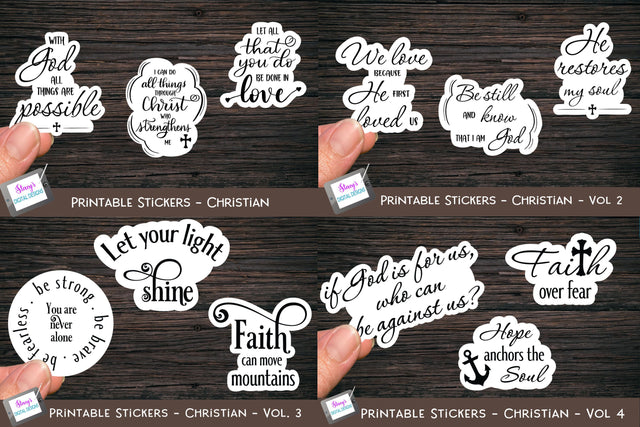 Christian Stickers Bundle - 12 Bible Verse Sticker Designs SVG Stacy's Digital Designs 