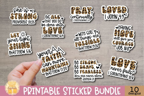 Christian Stickers Bundle Vol 3 | 10 Leopard Print Stickers Sublimation Cheese Toast Digitals 