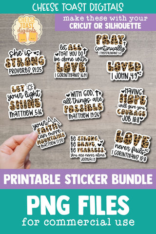 Christian Stickers Bundle Vol 3 | 10 Leopard Print Stickers Sublimation Cheese Toast Digitals 