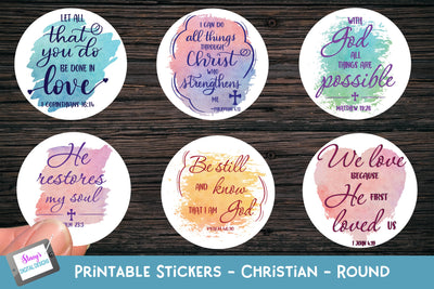Christian Stickers | Round Printable Stickers | Bible Verses SVG Stacy's Digital Designs 