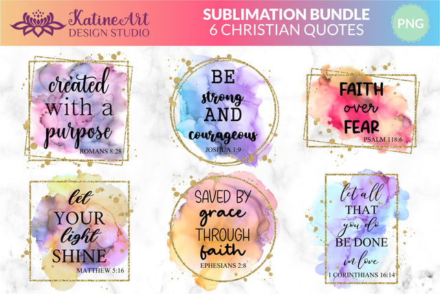 Christian Sublimation Bundle Faith Religious Quote Designs. Bible scripture and verses. SVG KatineArt 