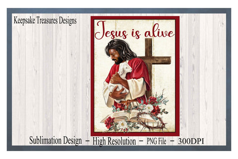 Christian Sublimation Design, Jesus Is Alive #2, Garden Flag Template, PNG Printable, Easter Yard Decorations, Digital Download Sublimation Keepsake Treasures Designs LLC. 