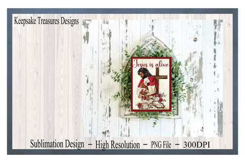 Christian Sublimation Design, Jesus Is Alive #2, Garden Flag Template, PNG Printable, Easter Yard Decorations, Digital Download Sublimation Keepsake Treasures Designs LLC. 