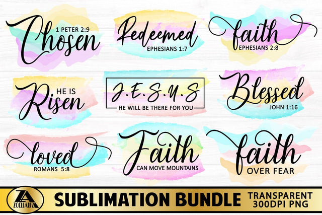 Christian Sublimation Designs Bible Faith Jesus PNG Bundle SVG zoellartz 