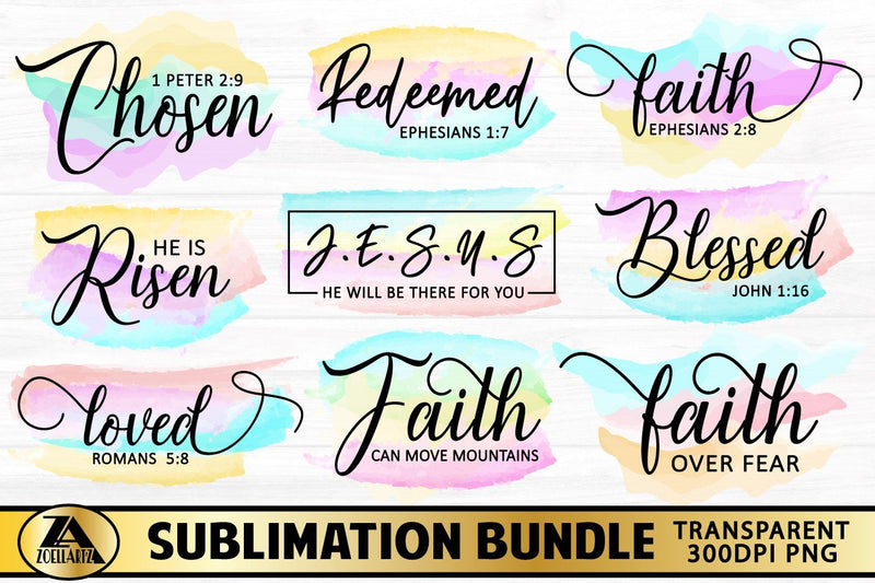 Christian Sublimation Designs Bible Faith Jesus PNG Bundle SVG zoellartz 