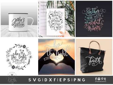 Christian SVG Bundle Vol 3 | Bible Verse Cut Files SVG TheBlackCatPrints 