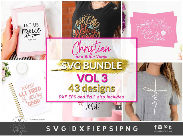 Christian SVG Bundle Vol 3 | Bible Verse Cut Files SVG TheBlackCatPrints 