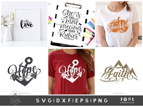 Christian SVG Bundle Vol 3 | Bible Verse Cut Files SVG TheBlackCatPrints 