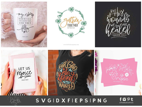 Christian SVG Bundle Vol 3 | Bible Verse Cut Files SVG TheBlackCatPrints 