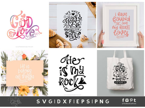 Christian SVG Bundle Vol 3 | Bible Verse Cut Files SVG TheBlackCatPrints 