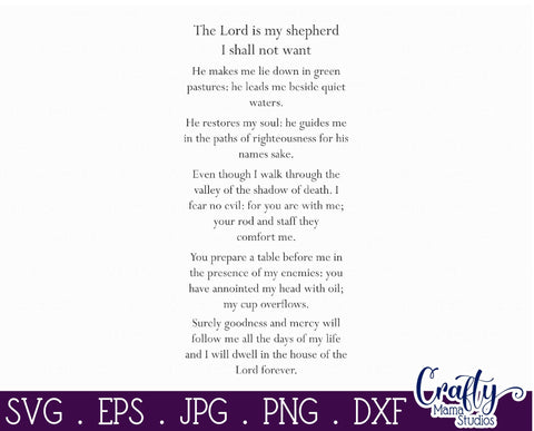 Christian Svg, Farmhouse svg, Psalm 23, Lord Is My Shepherd SVG Crafty Mama Studios 