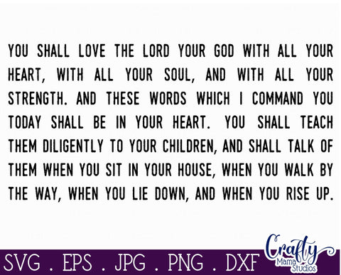 Christian Svg, Farmhouse svg, You Shall Love The Lord, Verse SVG Crafty Mama Studios 
