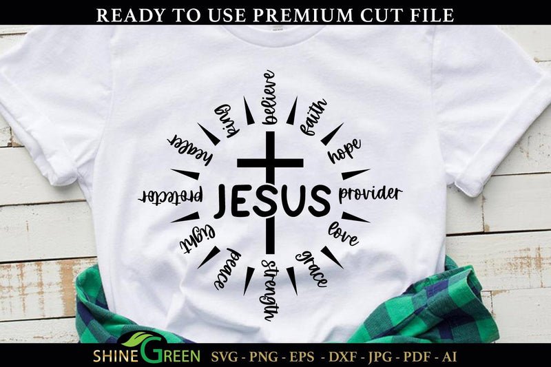 Christian SVG | Jesus Faith Hope Believe Word Design SVG Shine Green Art 