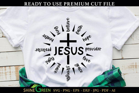 Christian SVG | Jesus Faith Hope Believe Word Design SVG Shine Green Art 