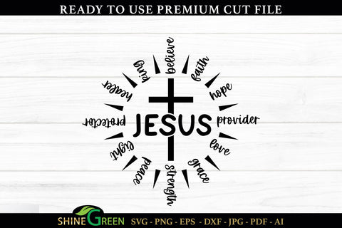 Christian SVG | Jesus Faith Hope Believe Word Design SVG Shine Green Art 