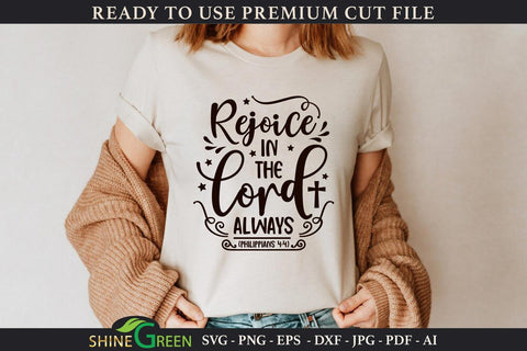 Christian SVG - Rejoice in the Lord Always SVG Shine Green Art 