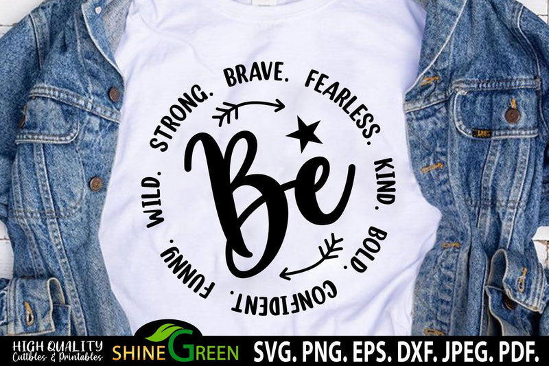 Christian SVG - She is Strong Brave Fearless Kind Bold Wild SVG Shine Green Art 