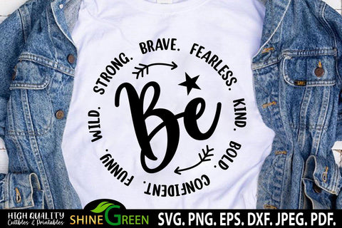 Christian SVG - She is Strong Brave Fearless Kind Bold Wild SVG Shine Green Art 
