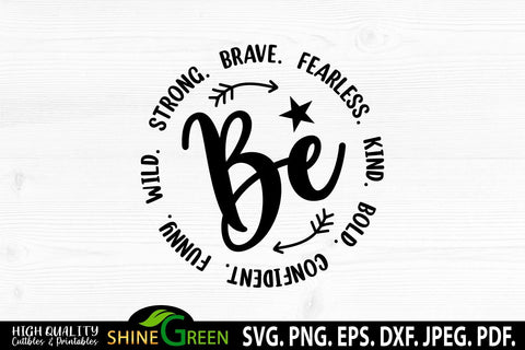 Christian SVG - She is Strong Brave Fearless Kind Bold Wild SVG Shine Green Art 