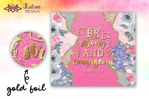 Christian Tumbler Be strong and courageous, Bible verse Tumbler, religious tumbler, faith tumbler, jesus tumbler, Tumbler Sublimation Wrap Design for 20 oz Skinny Tumbler Straight and Tapered PNG Sublimation KatineDesign 