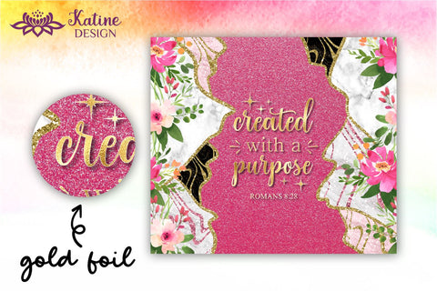 Christian Tumbler Created with a purpose, Bible verse Tumbler, religious tumbler, faith tumbler, jesus tumbler, Tumbler Sublimation Wrap Design for 20 oz Skinny Tumbler Straight and Tapered PNG Sublimation KatineDesign 