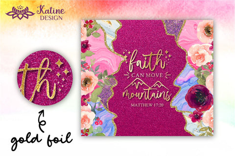 Christian Tumbler Faith can move mountains, Bible verse Tumbler, religious tumbler, faith tumbler, jesus tumbler, Tumbler Sublimation Wrap Design for 20 oz Skinny Tumbler Sublimation KatineDesign 