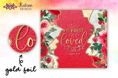 Christian Tumbler He first loved us, Bible verse Tumbler, religious tumbler, faith tumbler, jesus tumbler, Tumbler Sublimation Wrap Design for 20 oz Skinny Tumbler Straight and Tapered PNG Sublimation KatineDesign 