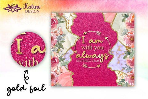 Christian Tumbler, I am with you always, Bible verse Tumbler, religious tumbler, faith tumbler, jesus tumbler, Tumbler Sublimation Wrap Design for 20 oz Skinny Tumbler Straight and Tapered PNG Sublimation KatineDesign 