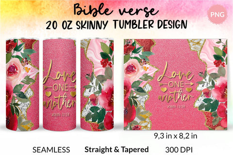 Christian Tumbler, Love one another, Bible verse Tumbler, religious tumbler, faith tumbler, jesus tumbler, Tumbler Sublimation Wrap Design for 20 oz Skinny Tumbler Straight and Tapered PNG Sublimation KatineDesign 