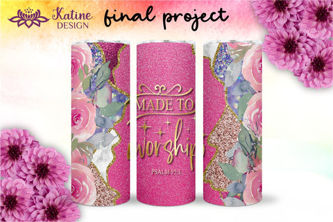 Christian Tumbler, Made to worship, Bible verse Tumbler, religious tumbler, faith tumbler, jesus tumbler, Tumbler Sublimation Wrap Design for 20 oz Skinny Tumbler Straight and Tapered PNG Sublimation KatineDesign 