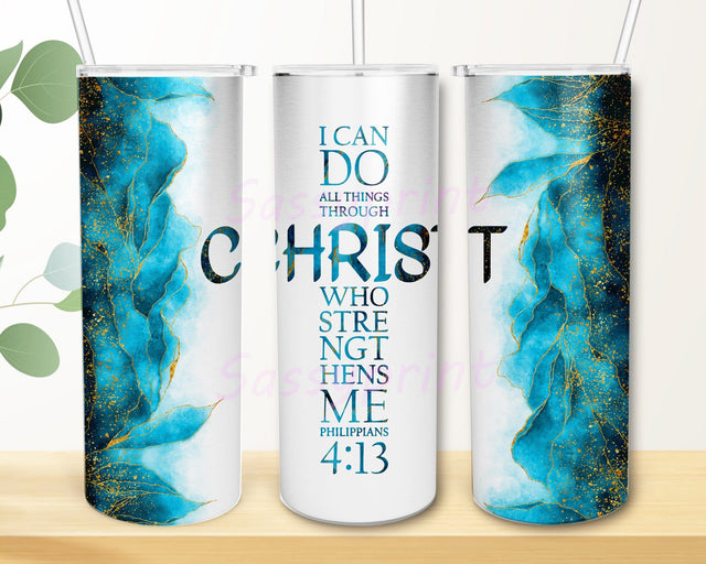 Christian Tumbler Png, I Can Do All Things Tumbler Design, Bible Verse 20oz Skinny Png, Religion Sublimation Png, Instant Download Sublimation sassyprint 