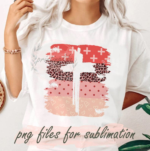 Christian Valentine Design Png, Cross Png, Valentine Day Png, Pink Leopard Png, Valentine Sublimation Design, Religious Design Png, Instant Download Sublimation PrintingLife 