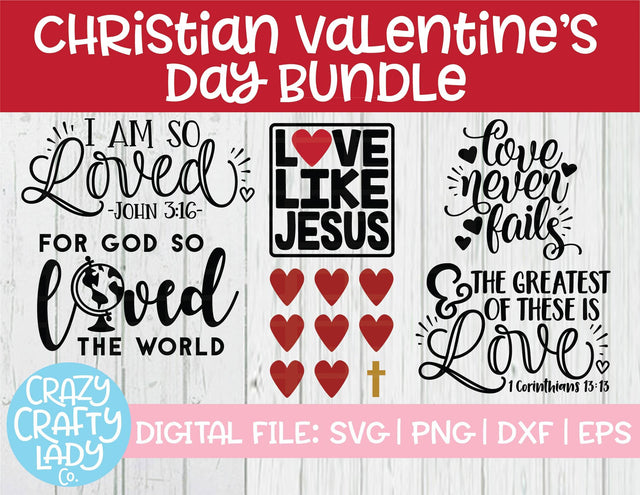 Christian Valentine's Day Bundle SVG Crazy Crafty Lady Co.