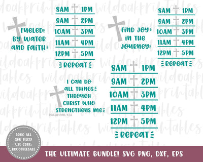 christian water bottle tracker svg, faith water tracker svg, fitness water tracker svg, water bottle tracker clipart, drink your water svg SVG WildOakSVG 