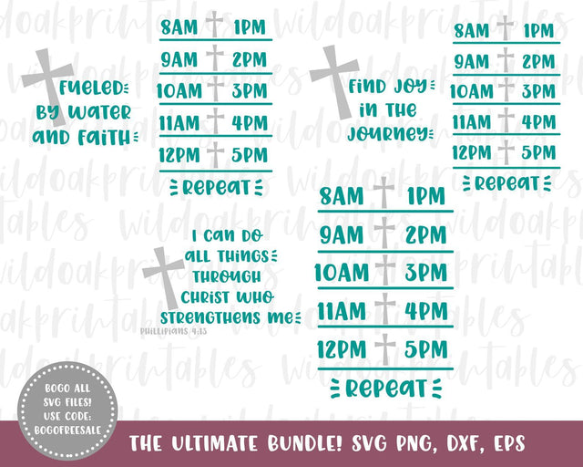 christian water bottle tracker svg, faith water tracker svg, fitness water tracker svg, water bottle tracker clipart, drink your water svg SVG WildOakSVG 