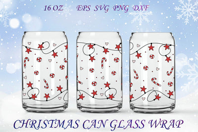 Christmas 16 oz glass can wrap, Beer can glass wrap christmas SVG AnastasiyaArtDesign 