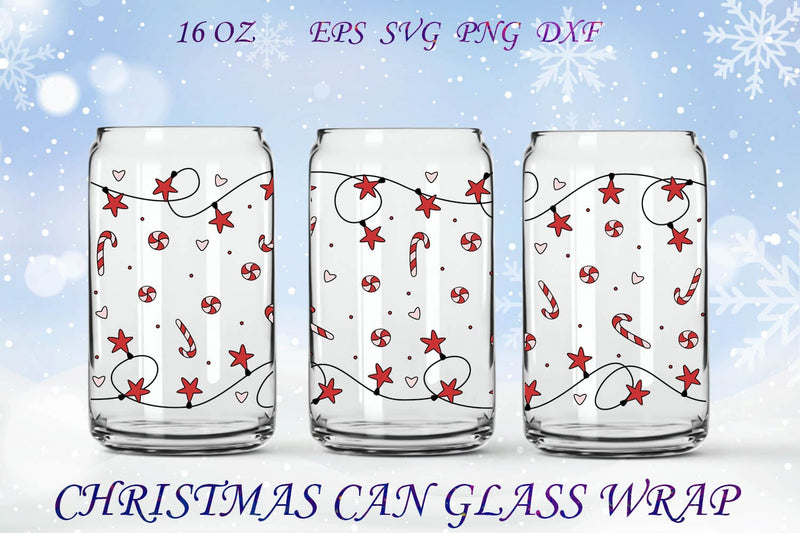 Christmas 16 oz glass can wrap, Beer can glass wrap christmas SVG AnastasiyaArtDesign 