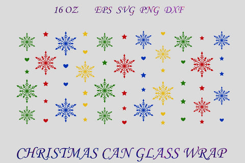 Christmas 16oz can glass wrap, Winter snowflake can glass sublimation SVG AnastasiyaArtDesign 