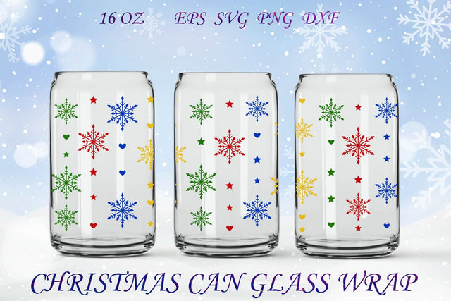 Christmas 16oz can glass wrap, Winter snowflake can glass sublimation SVG AnastasiyaArtDesign 